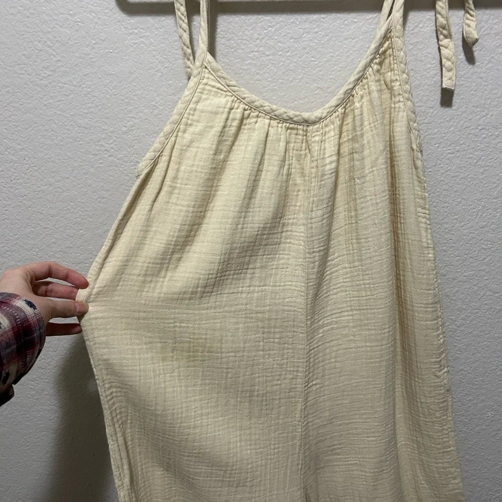 Aritzia Wilfred Free Cream Gauze Wide Leg Jumpsuit Organic Cotton Small